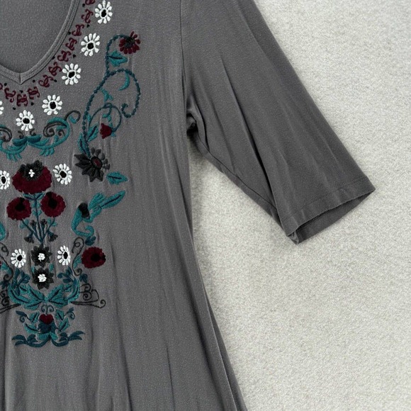 Anthropologie Caite Dress Womens MEDIUM Floral Embroidered Tunic Boho Midi - Picture 5 of 12